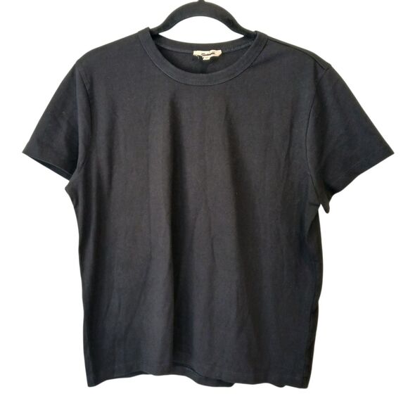 Madewell Black Short Sleeve Cotton Perfect Crewneck Tee Size Medium NEW NS581 - Picture 2 of 10